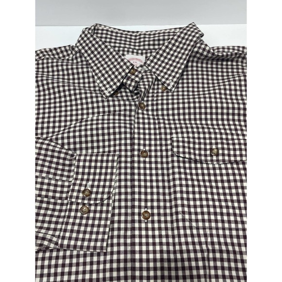 Brooks Brothers 346 Long Sleeve Button Up Whute and Maroon Checked Size XXl EUC - Picture 3 of 5